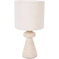 Cady Stone Effect Drum Shade LED Table Lamp - Cream