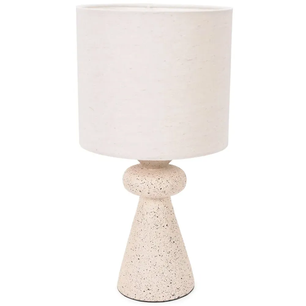 Cady Stone Effect Drum Shade LED Table Lamp - Cream
