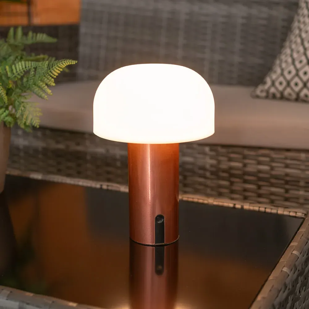 Calhoun Rechargeable LED Mushroom Table Lamp - Copper