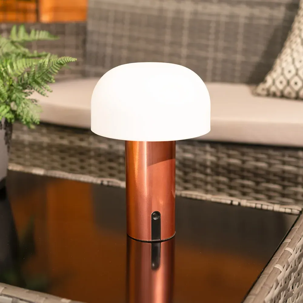 Calhoun Rechargeable LED Mushroom Table Lamp - Copper