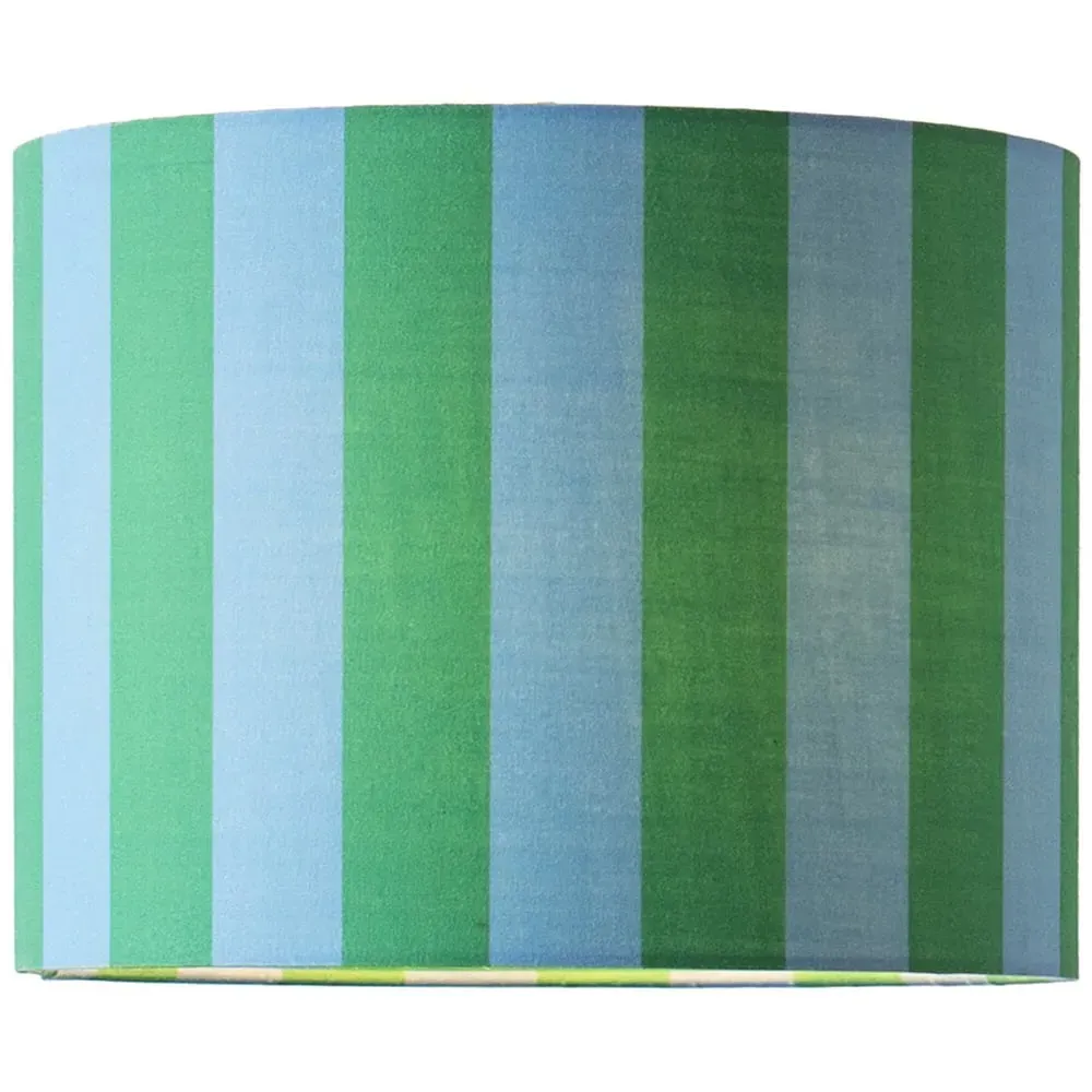 Callie Large Drum Lamp Shade - Blue and Green Stripe, Fabric