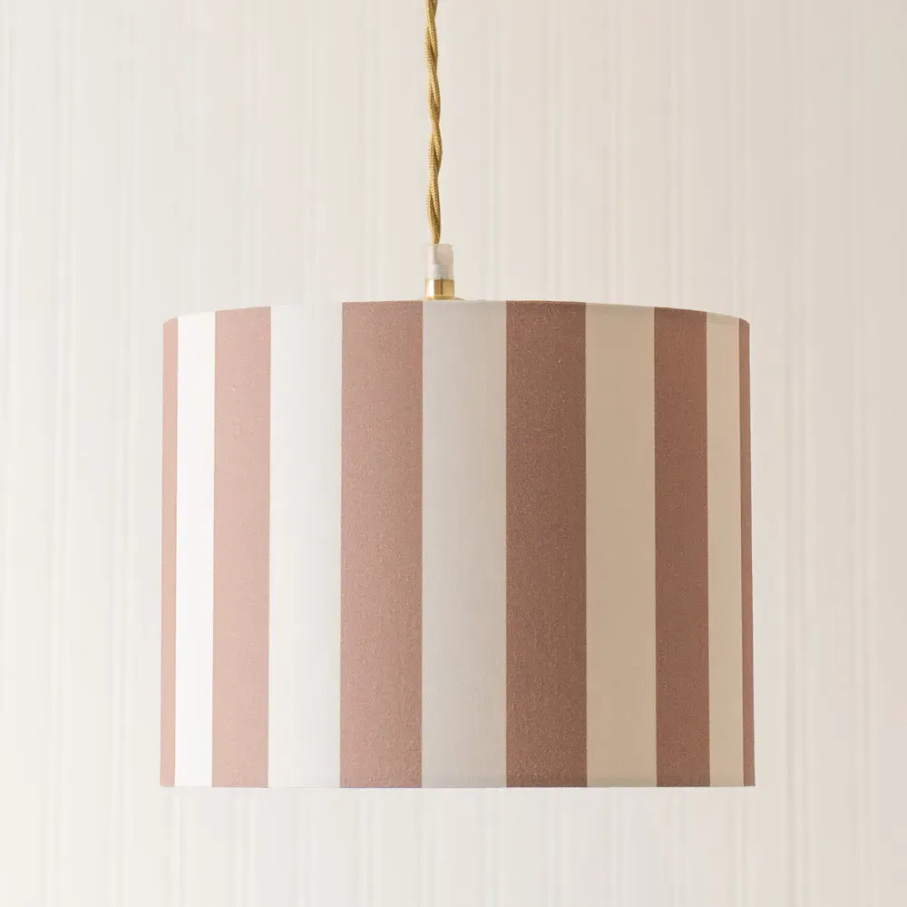 Callie Large Drum Lamp Shade - Natural and Brown Stripe, Fabric