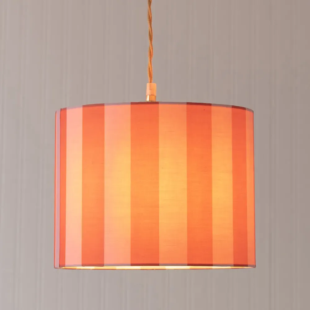 Callie Large Drum Lamp Shade - Orange and Pink Stripe, Fabric