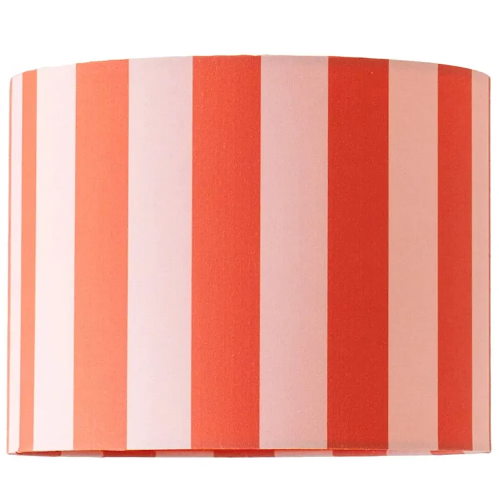 Callie Large Drum Lamp Shade - Orange and Pink Stripe, Fabric