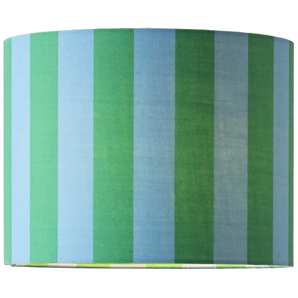 Callie Small Drum Lamp Shade - Blue and Green Stripe, Fabric