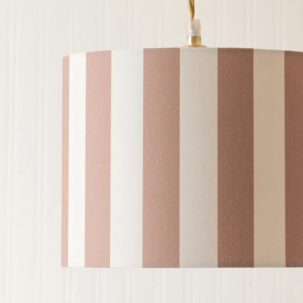 Callie Small Drum Lamp Shade - Natural and Brown Stripe, Fabric