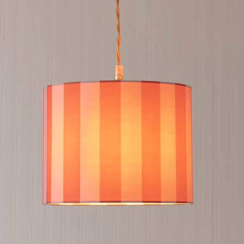 Callie Small Drum Lamp Shade - Orange and Pink Stripe, Fabric