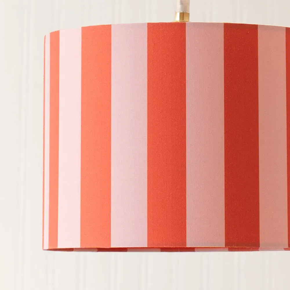 Callie Small Drum Lamp Shade - Orange and Pink Stripe, Fabric