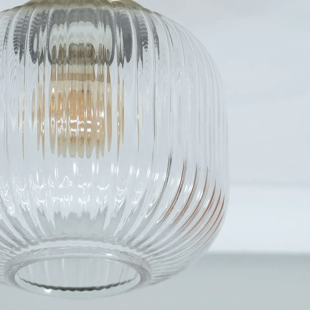 Calpe Clear Shade LED Flush Ceiling Light - Gold