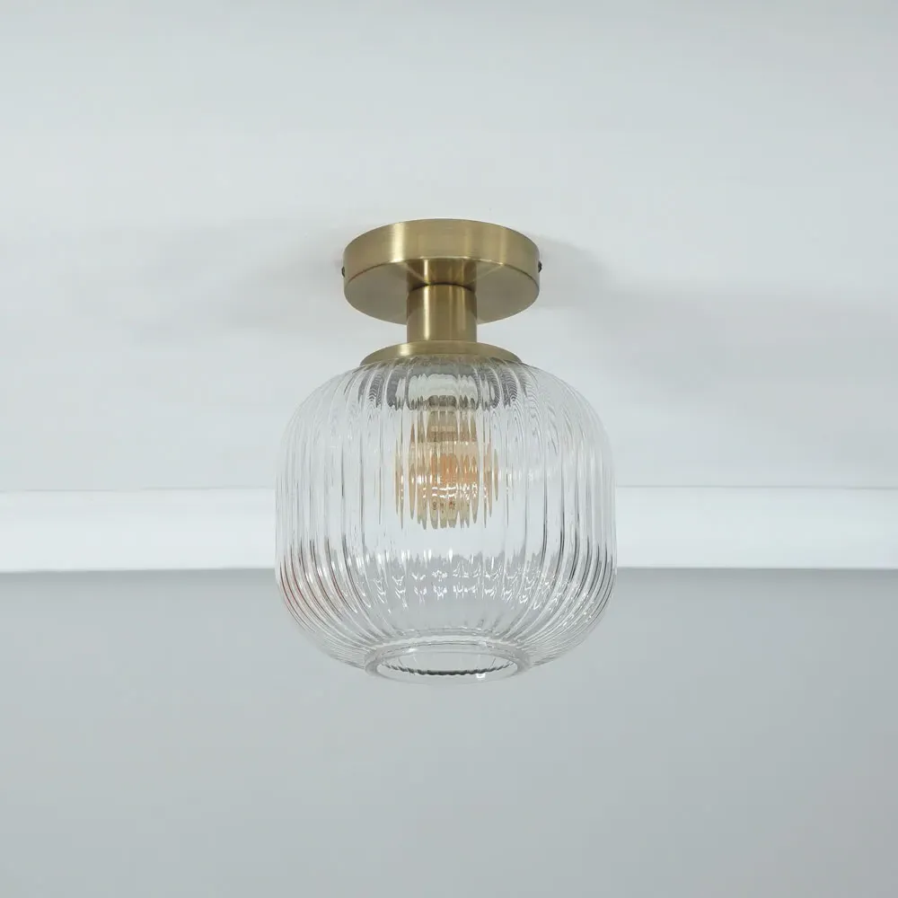 Calpe Clear Shade LED Flush Ceiling Light - Gold