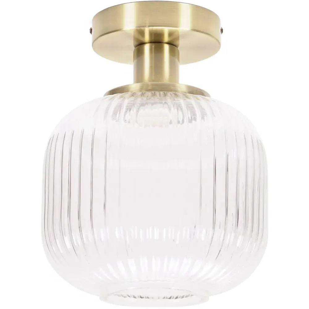 Calpe Clear Shade LED Flush Ceiling Light - Gold image