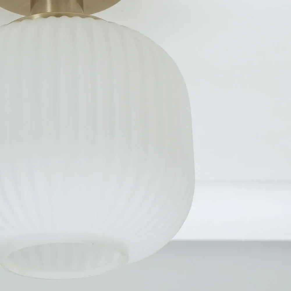 Calpe Opal Frosted Shade LED Flush Ceiling Light - White, Gold