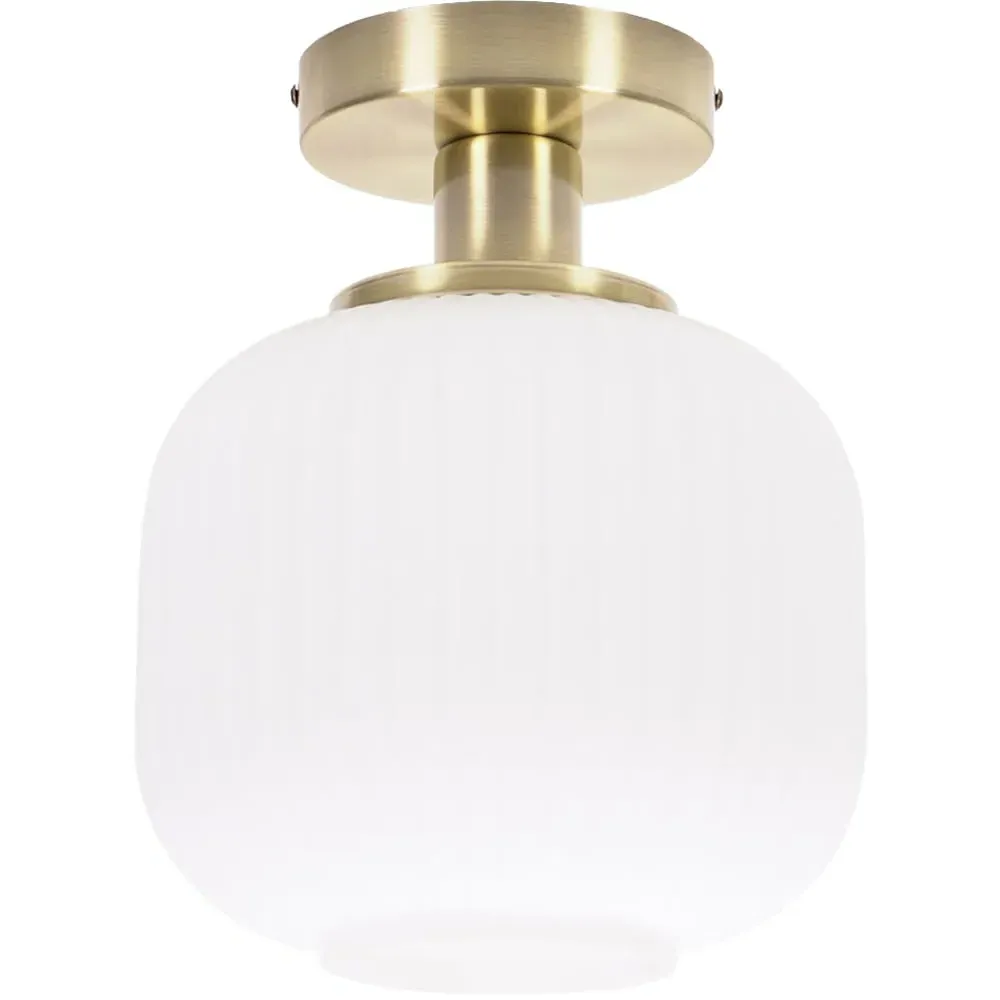 Calpe Opal Frosted Shade LED Flush Ceiling Light - White, Gold