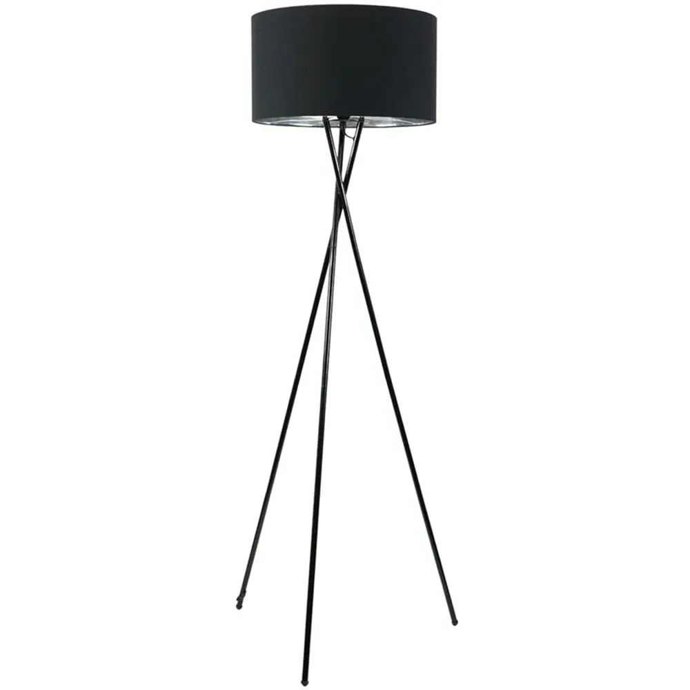 Camden Tripod Floor Lamp with Bulb - Black, Metal image
