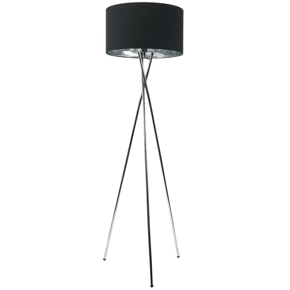 Camden Tripod Floor Lamp with Foot Switch - Black, Chrome