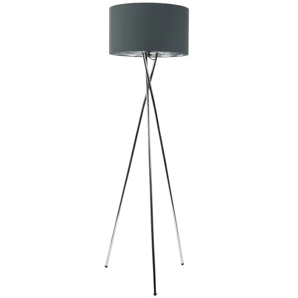 Camden Tripod Floor Lamp with Foot Switch - Charcoal, Chrome