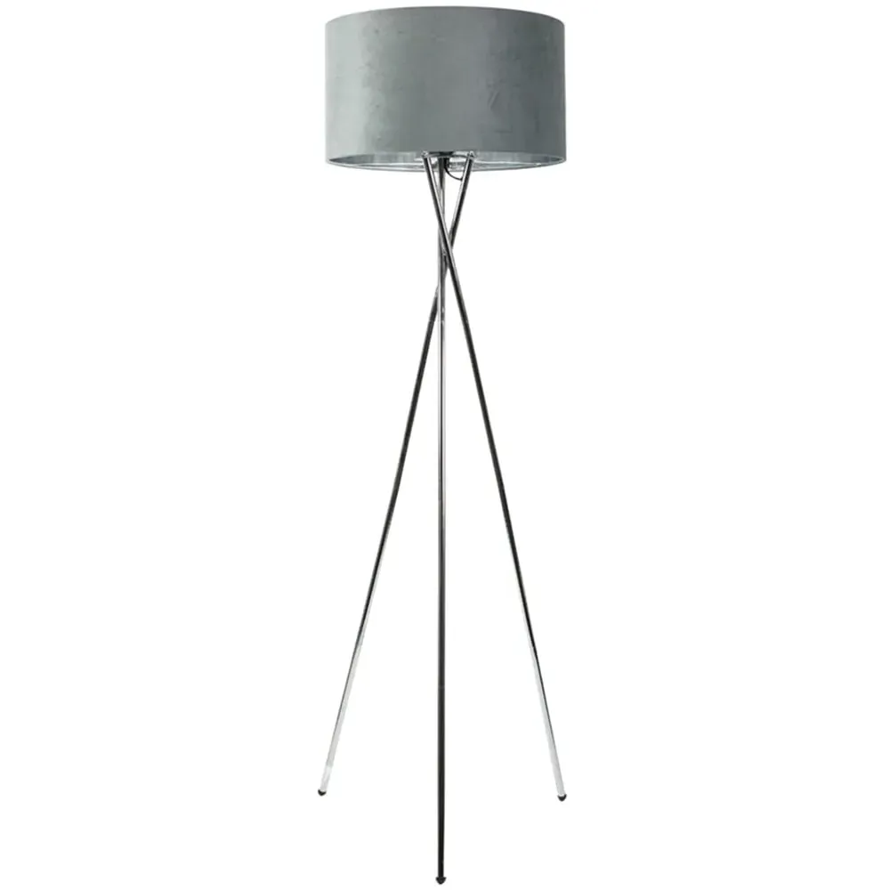 Camden Tripod Floor Lamp with Foot Switch - Grey, Chrome image