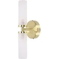 Canya 2 Way Up Down LED Wall Light - Gold, Reeded Glass