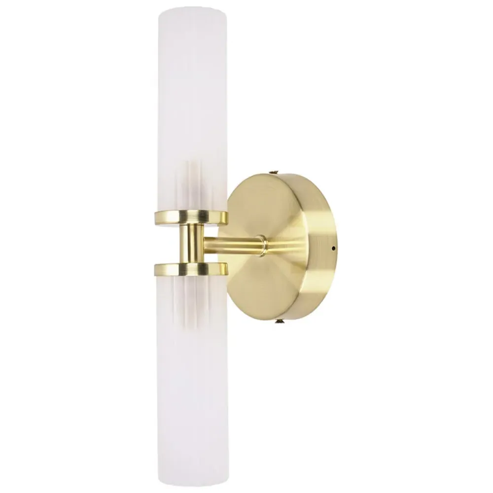 Canya 2 Way Up Down LED Wall Light - Gold, Reeded Glass