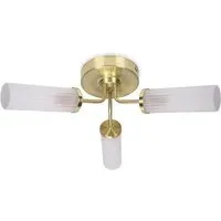 Canya 3 Way LED Ceiling Light - Gold, Reeded Glass