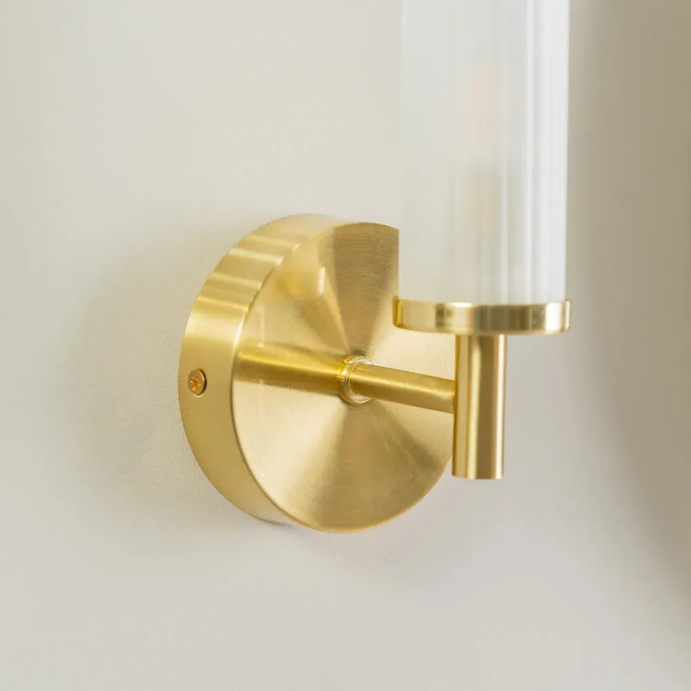 Canya LED Wall Light - Gold, Reeded Glass