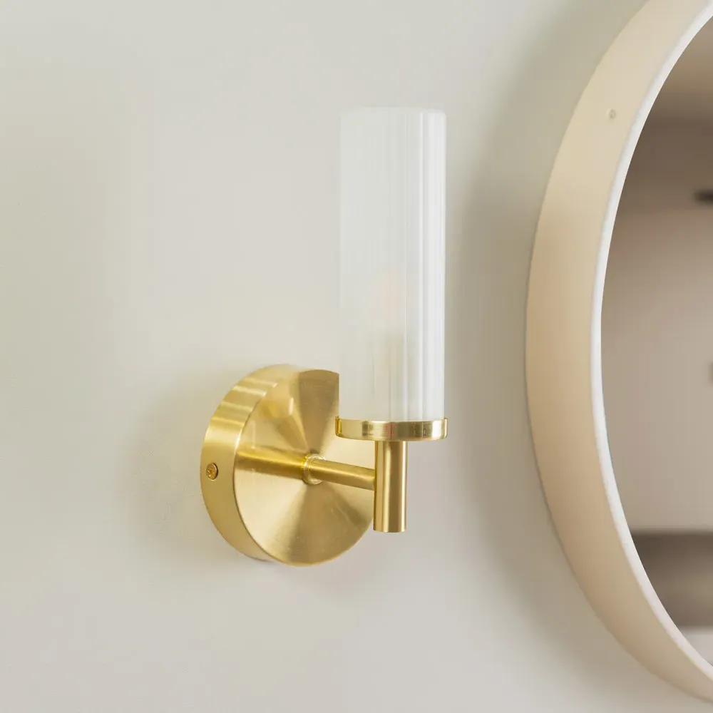 Canya LED Wall Light - Gold, Reeded Glass