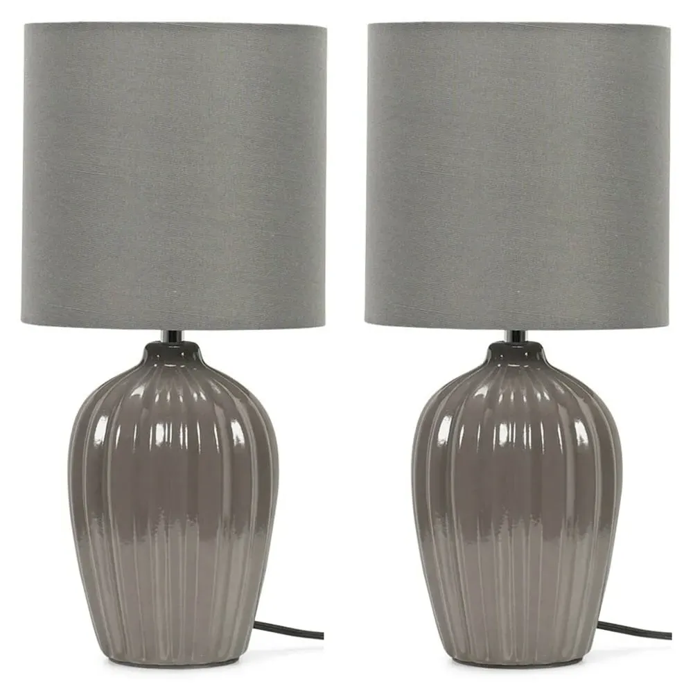 Carbone Table Lamp 2 Pack - Grey, Ceramic