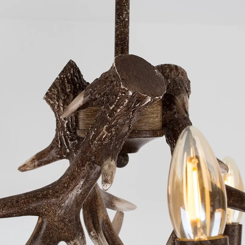 Caribou 3 Way Antler Ceiling Fitting - Brown