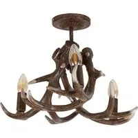 Caribou 3 Way Antler Ceiling Fitting - Brown