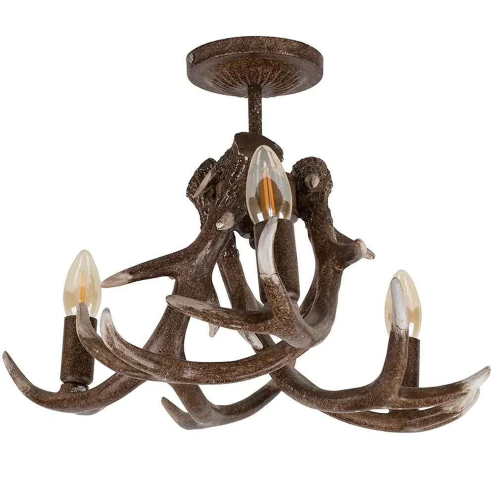 Caribou 3 Way Antler Ceiling Fitting - Brown image