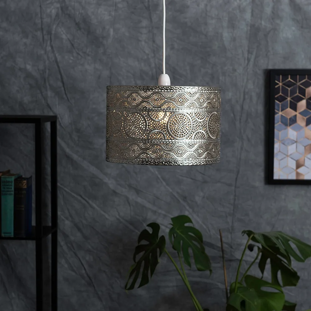 Casablanca Moroccan Pendant Shade - Silver, Chrome