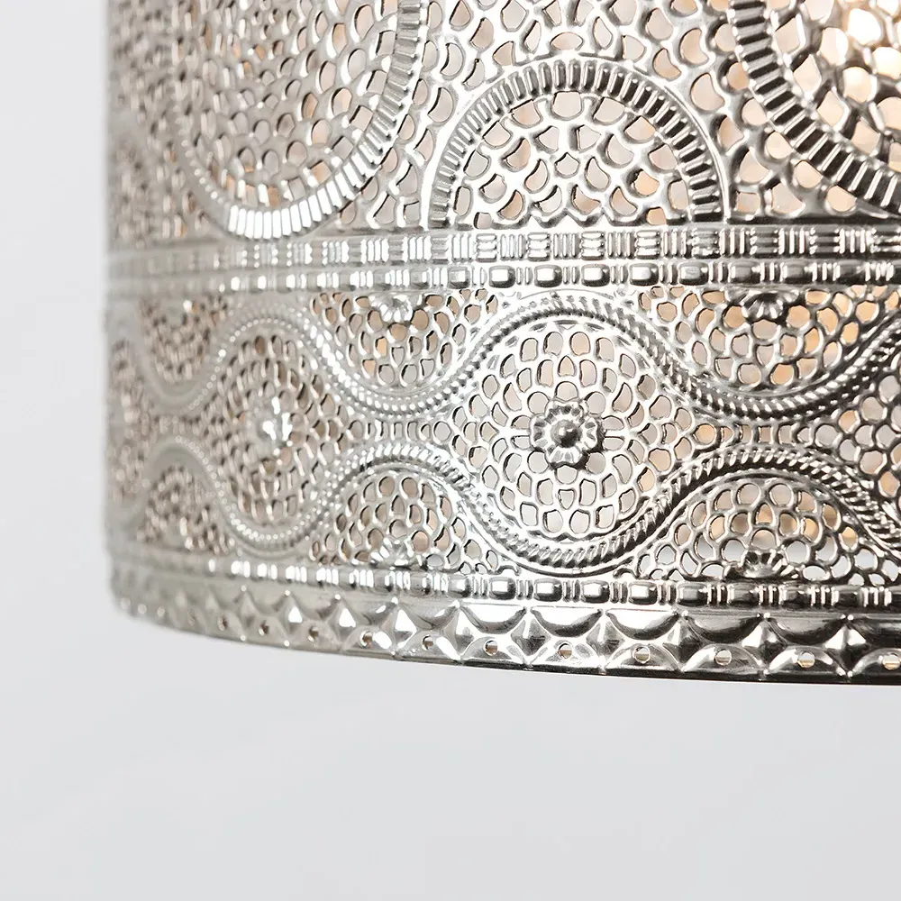 Casablanca Moroccan Pendant Shade - Silver, Chrome