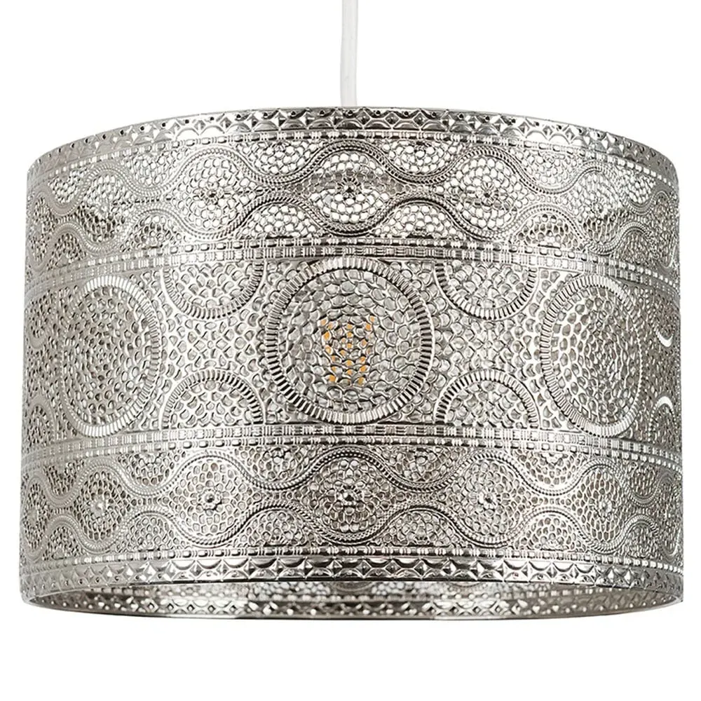 Casablanca Moroccan Pendant Shade - Silver, Chrome