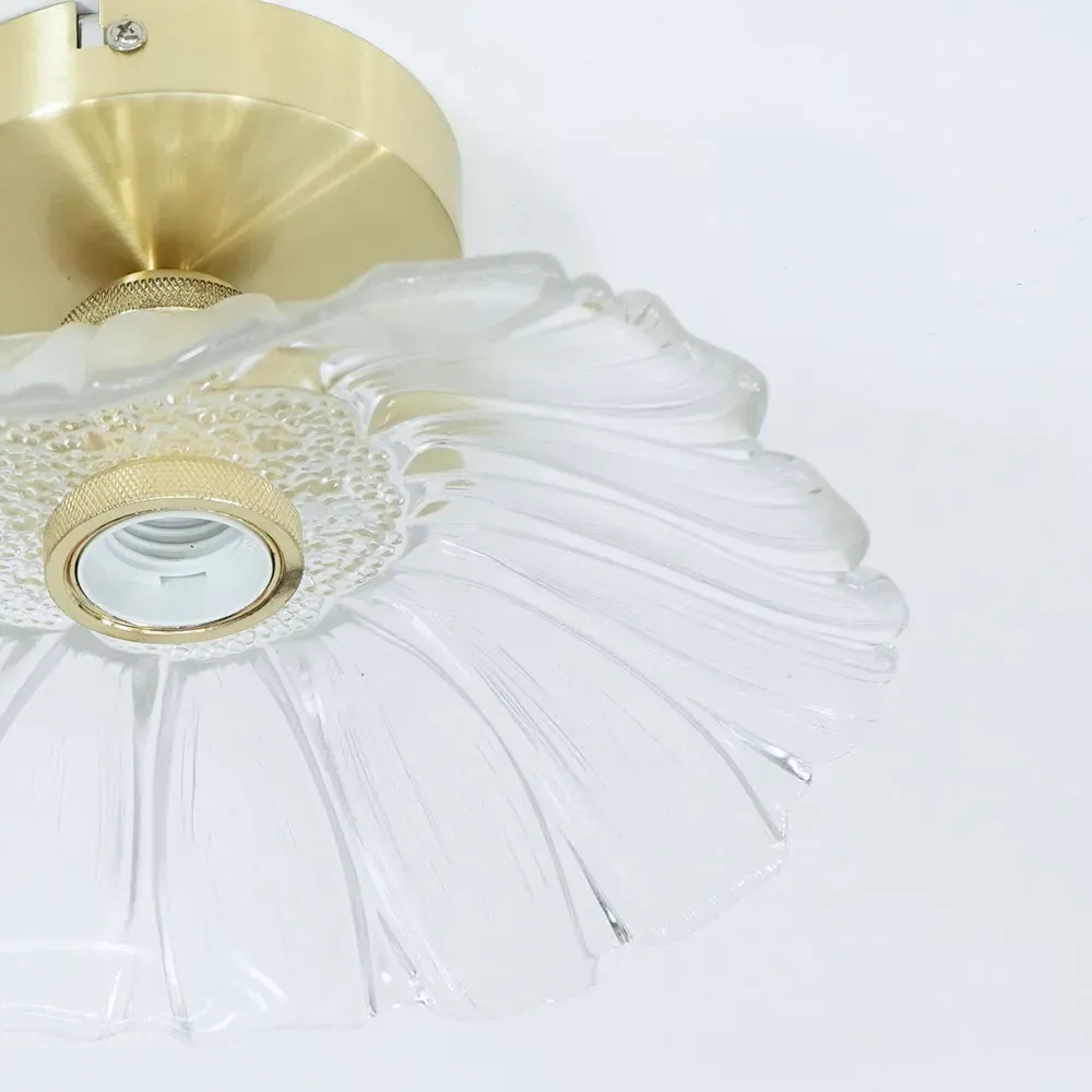 Cassia Flower LED Flush Ceiling Light - Gold, Clear Glass
