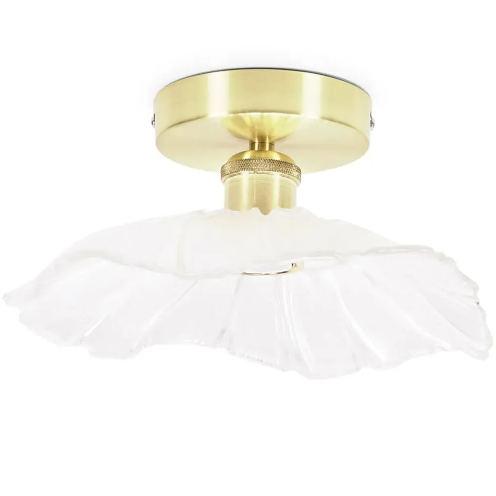 Cassia Flower LED Flush Ceiling Light - Gold, Clear Glass