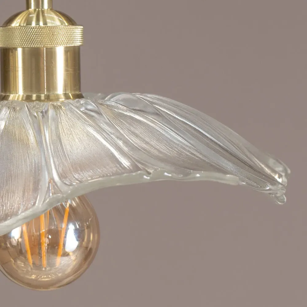 Cassia Flower LED Pendant Light - Gold, Clear Glass