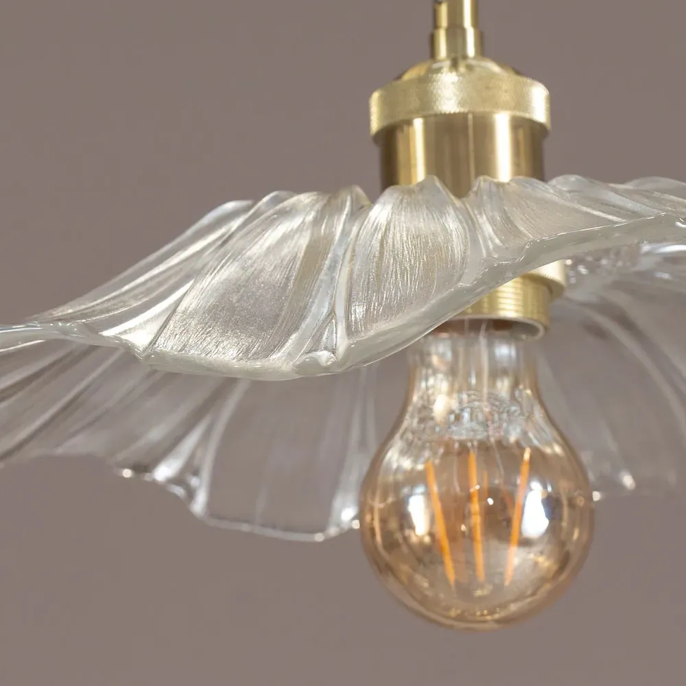 Cassia Flower LED Pendant Light - Gold, Clear Glass