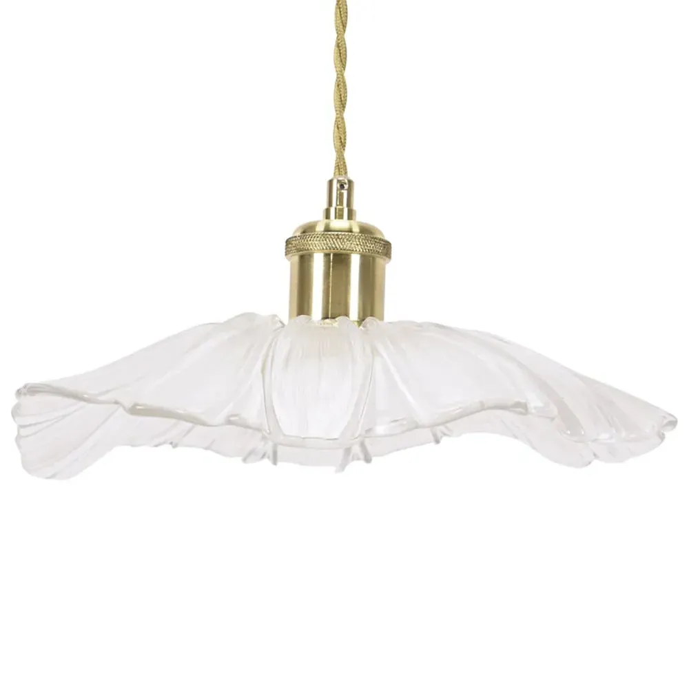 Cassia Flower LED Pendant Light - Gold, Clear Glass