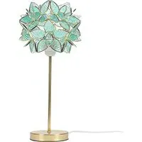 Charlie Aqua Flower Shade Table Lamp and Bulb - Gold