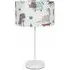 Charlie Cartoon Dino Print Table Lamp with Bulb - White