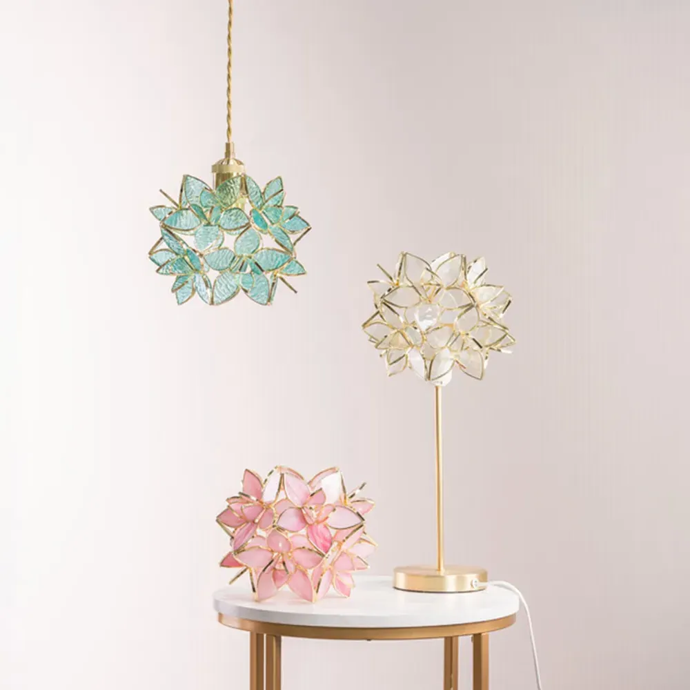 Charlie Clear Flower Shade Table Lamp and Bulb - Gold