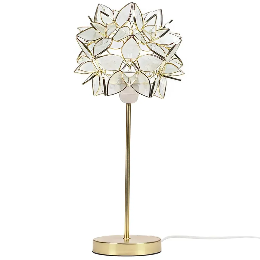 Charlie Clear Flower Shade Table Lamp and Bulb - Gold