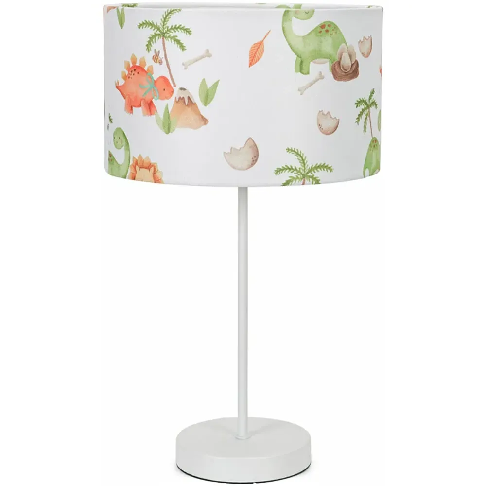 Charlie Dino Print Table Lamp with Bulb - White