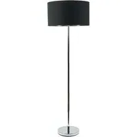 Charlie Floor Lamp with Drum Shade - Black, Chrome