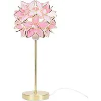 Charlie Pink Flower Shade Table Lamp and Bulb - Gold