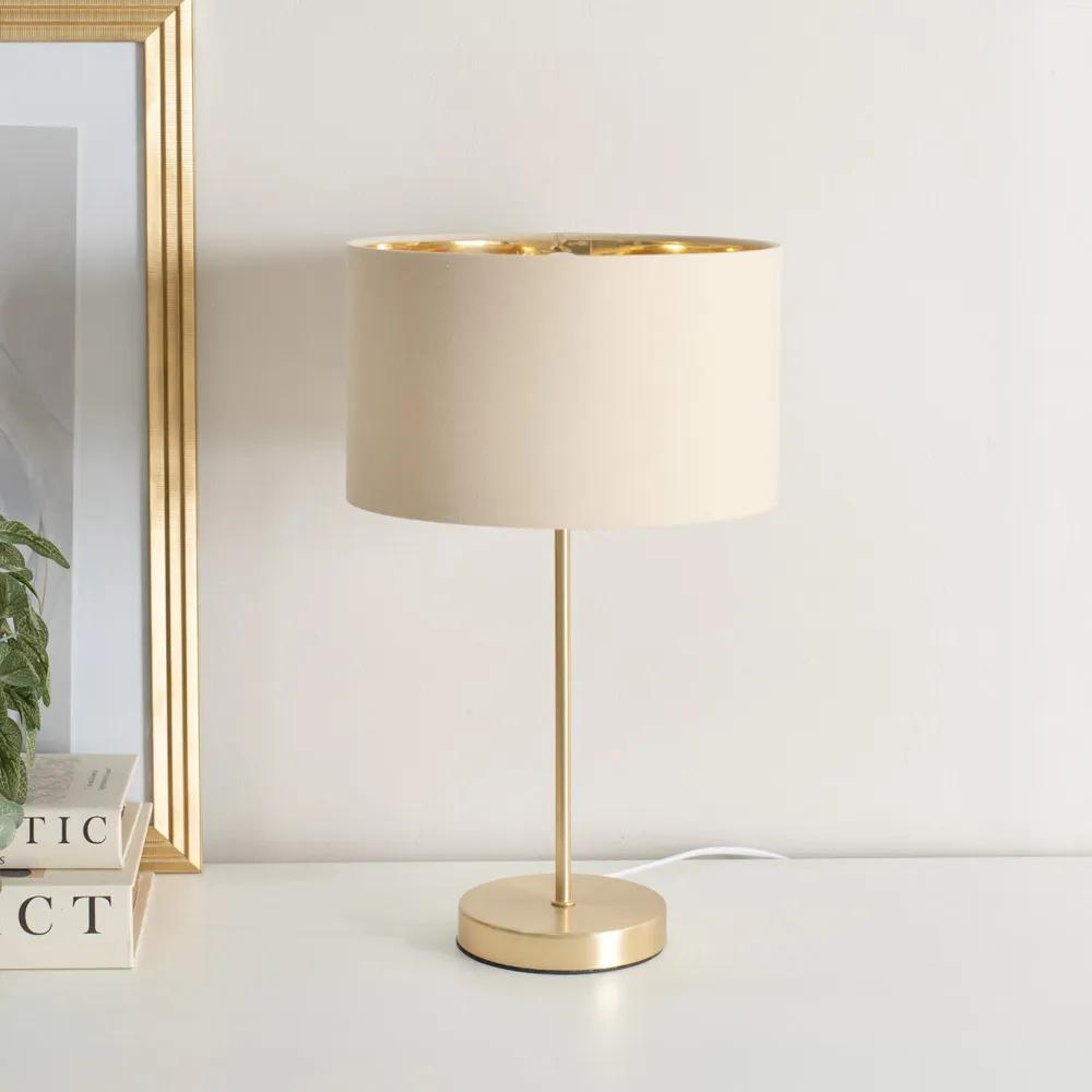 Charlie Table Lamp with Drum Shade - Gold