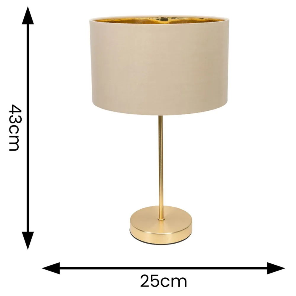 Charlie Table Lamp with Drum Shade - Gold