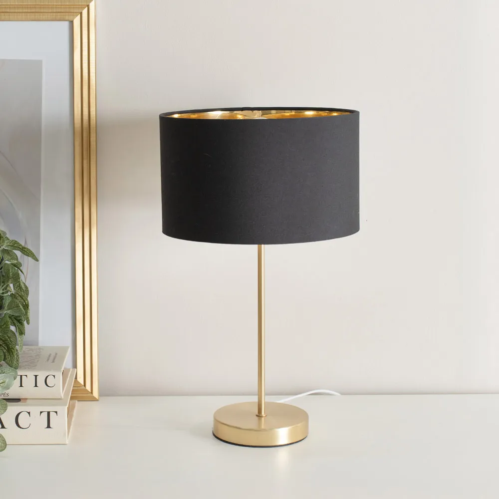 Charlie Table Lamp with Drum Shade - Gold