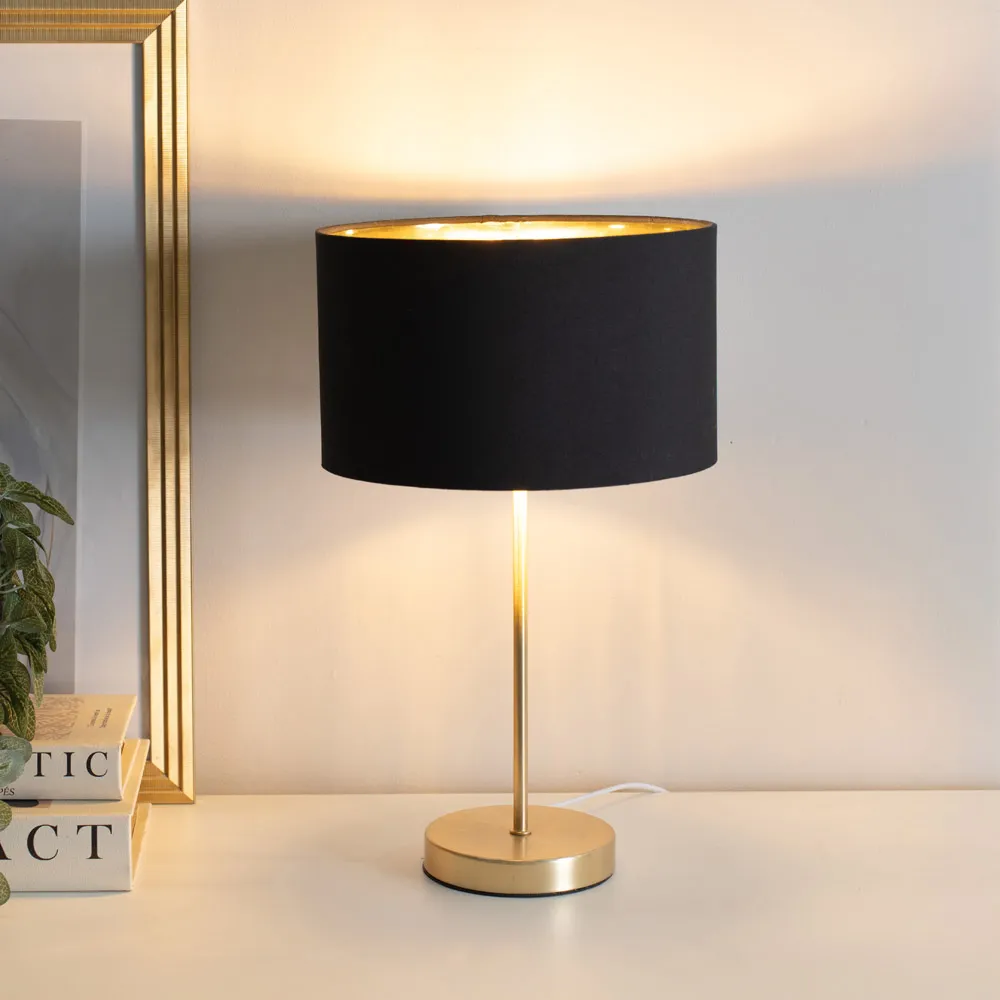 Charlie Table Lamp with Drum Shade - Gold