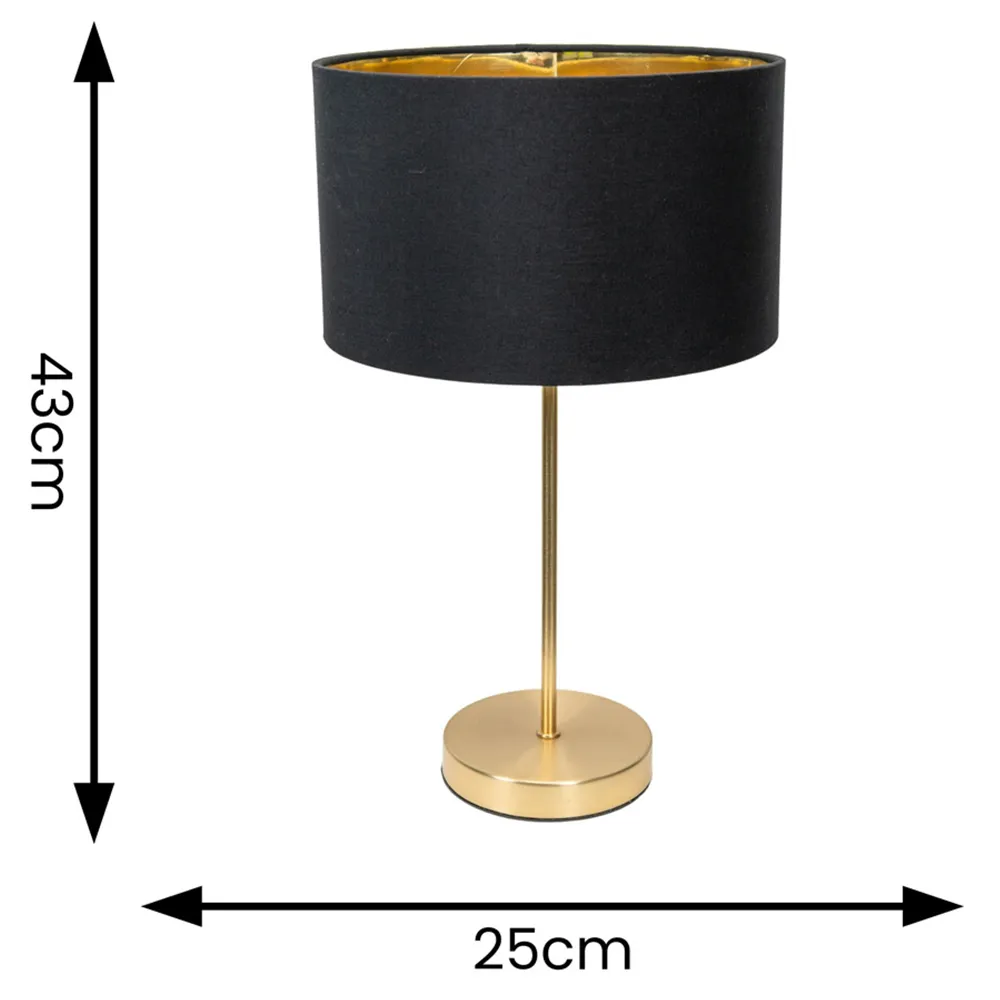 Charlie Table Lamp with Drum Shade - Gold